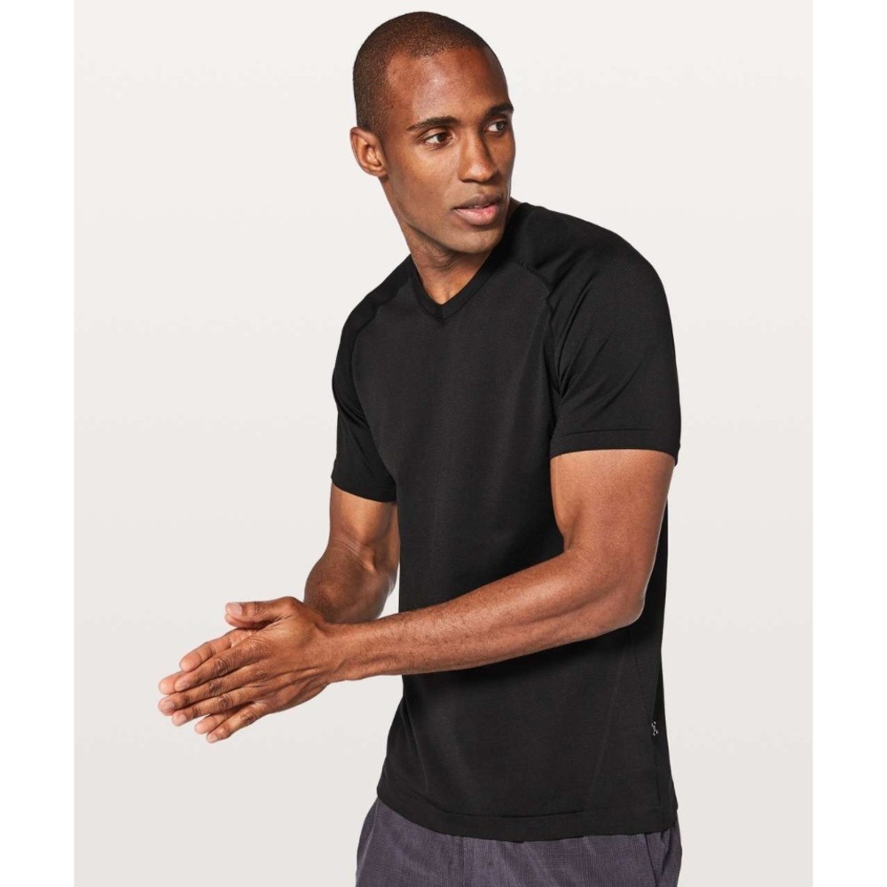 Lululemon Metal Vent Tech V-Neck Training Shirt Mens Medium‎ Black Activewear